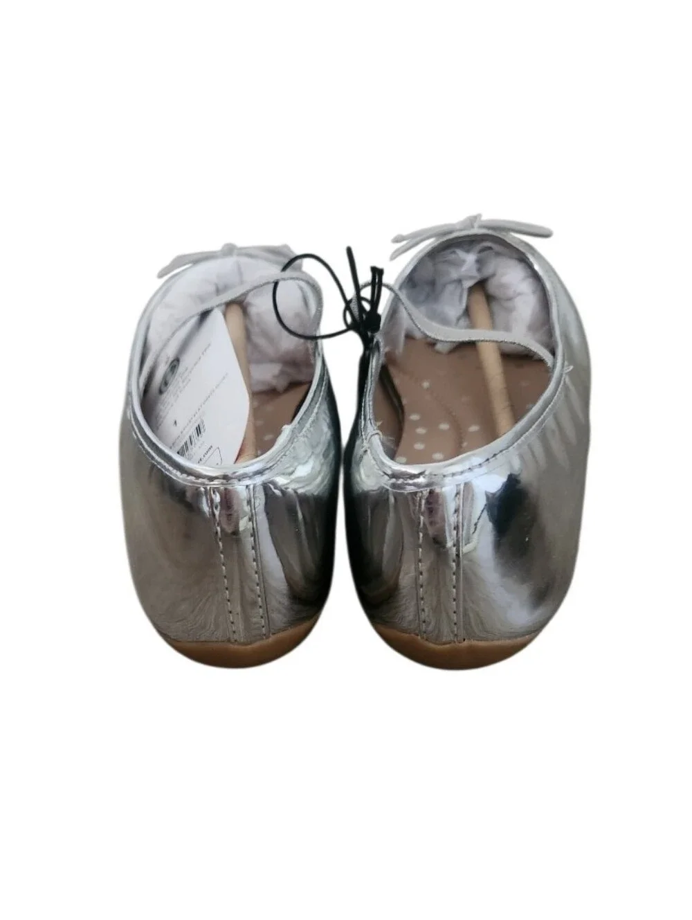 Girls Silver Mary Jane Ballet Flats with Bow Sz 1 Nwt